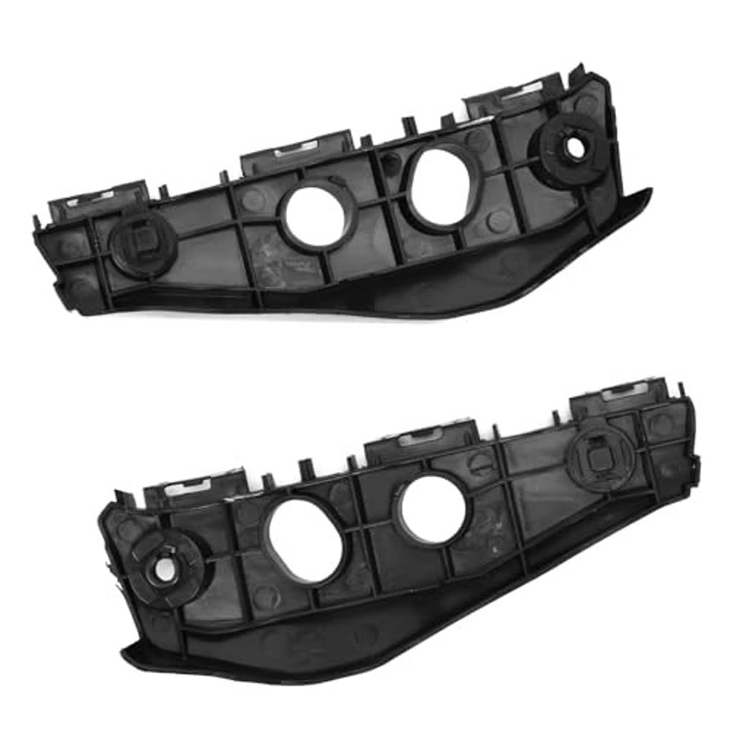 Black front bumper bracket support retainer with grille openings and mounting tabs