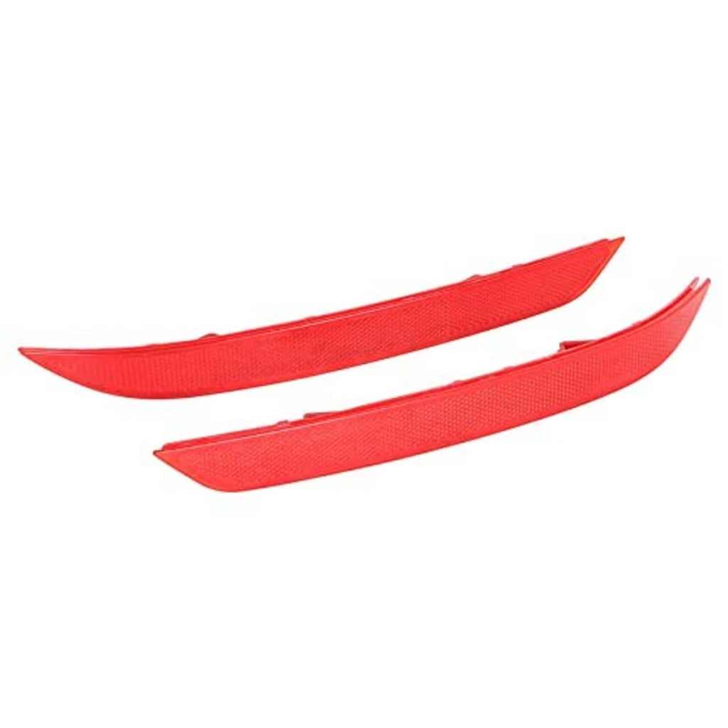 Red rear bumper reflector lenses, angled view of left and right pieces