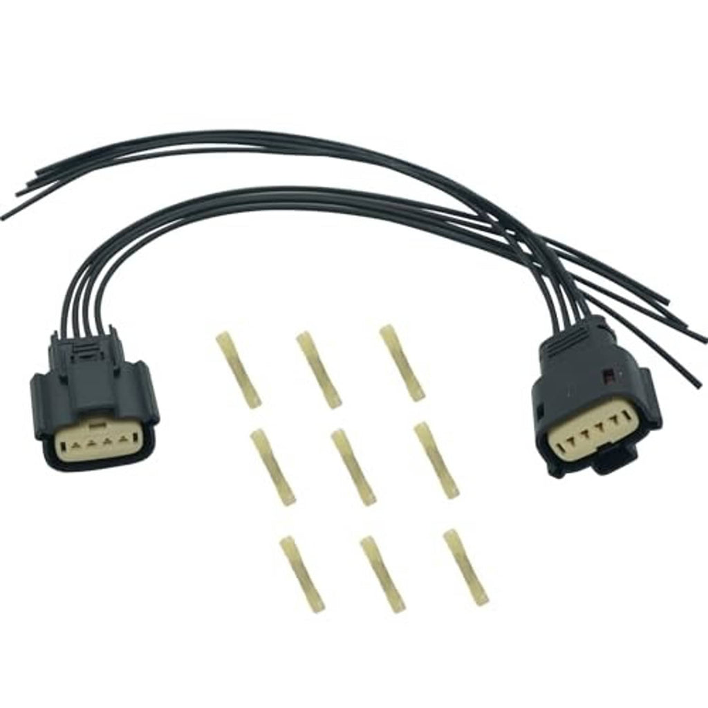 HID headlight connector pigtails with two 4-pin plugs on black wire leads