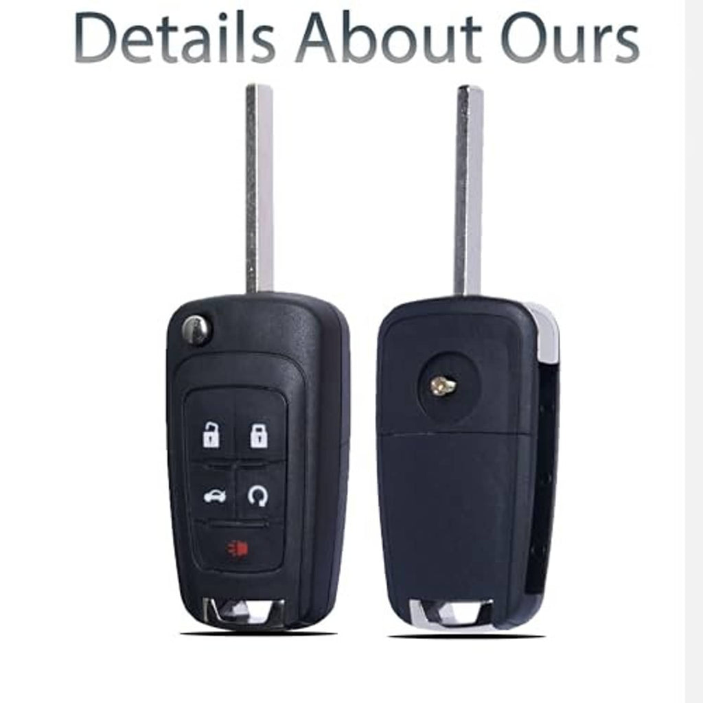 Key fob shell case two-sided view with metal key blade and button panel, replacement