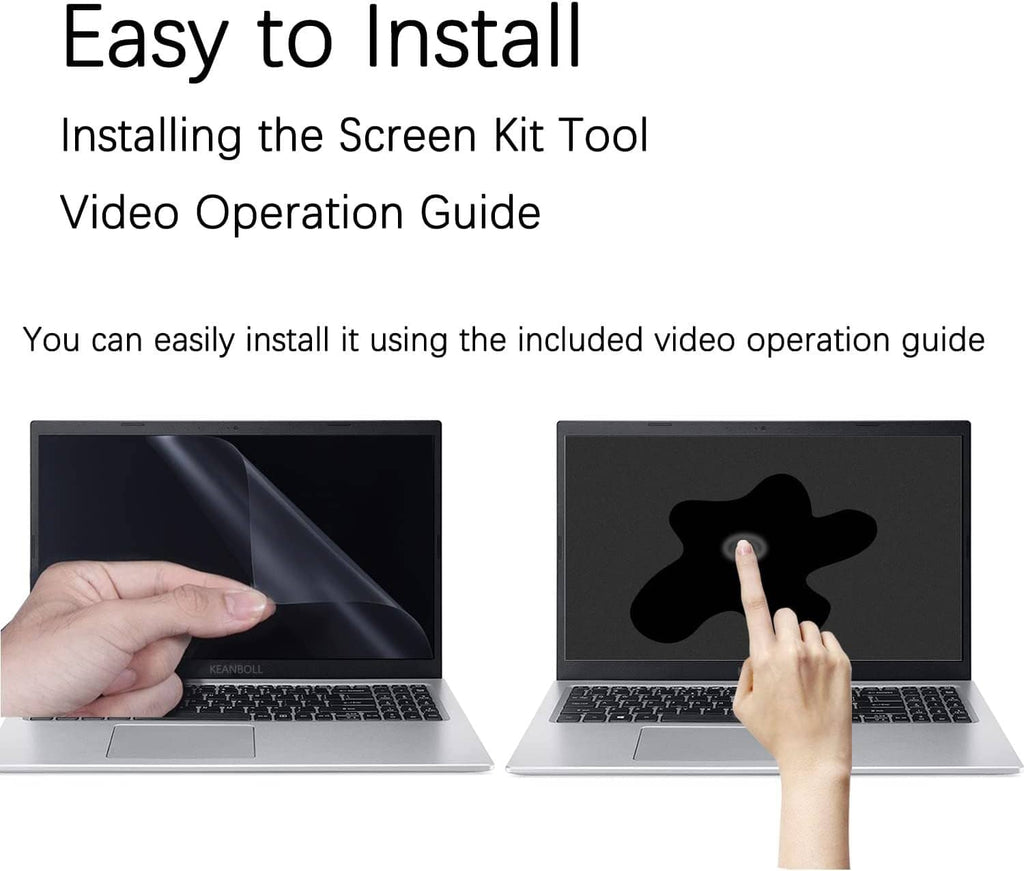 Matte screen protector installation kit tool and alignment guide for laptop display.