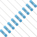 Blue axial metal film fixed resistors, blue body with color band stripes