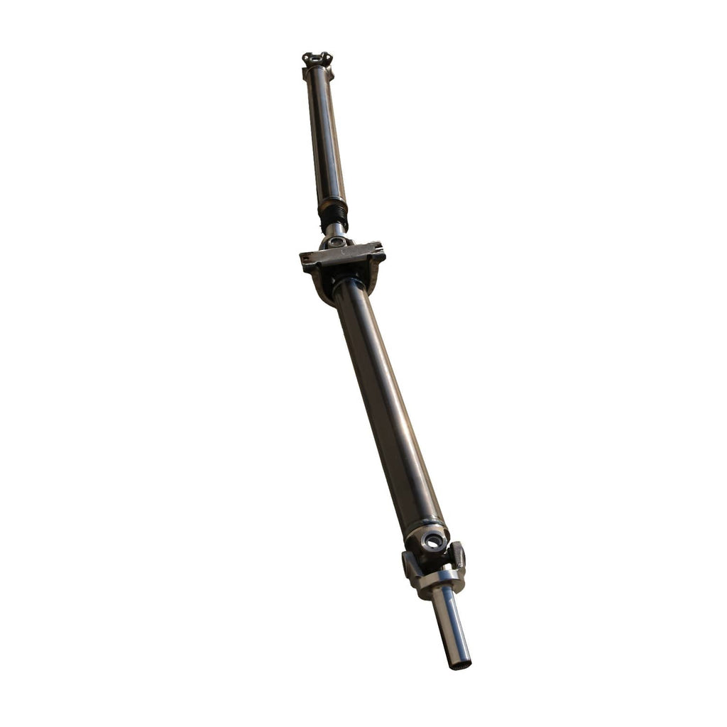 Rear drive shaft assembly with yoke bracket and circular joint end on the tube