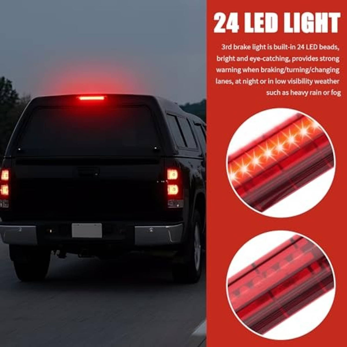 Vehicle-mounted red LED third brake light bar glowing