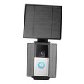 Solar panel doorbell charger with wall mount, dark gray and black, front module