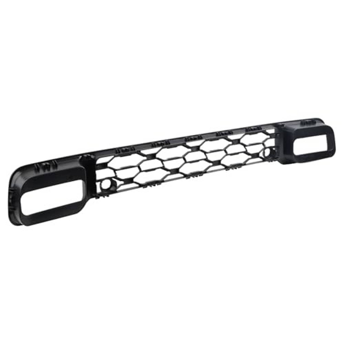 Black front grille bar with honeycomb mesh and dual rectangular cutouts