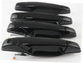 Set of four glossy black exterior door handles, shown from top with curved shapes