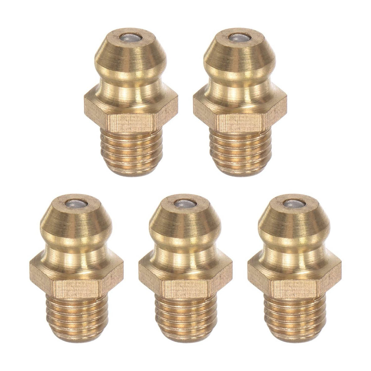 Brass straight grease fitting set, M6 x 0.75 thread, 5 fittings