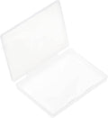 Clear plastic B5 flat storage box with hinged lid, open view
