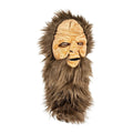 Sasquatch-style driver headcover with shaggy dark fur and tan face with painted eyes