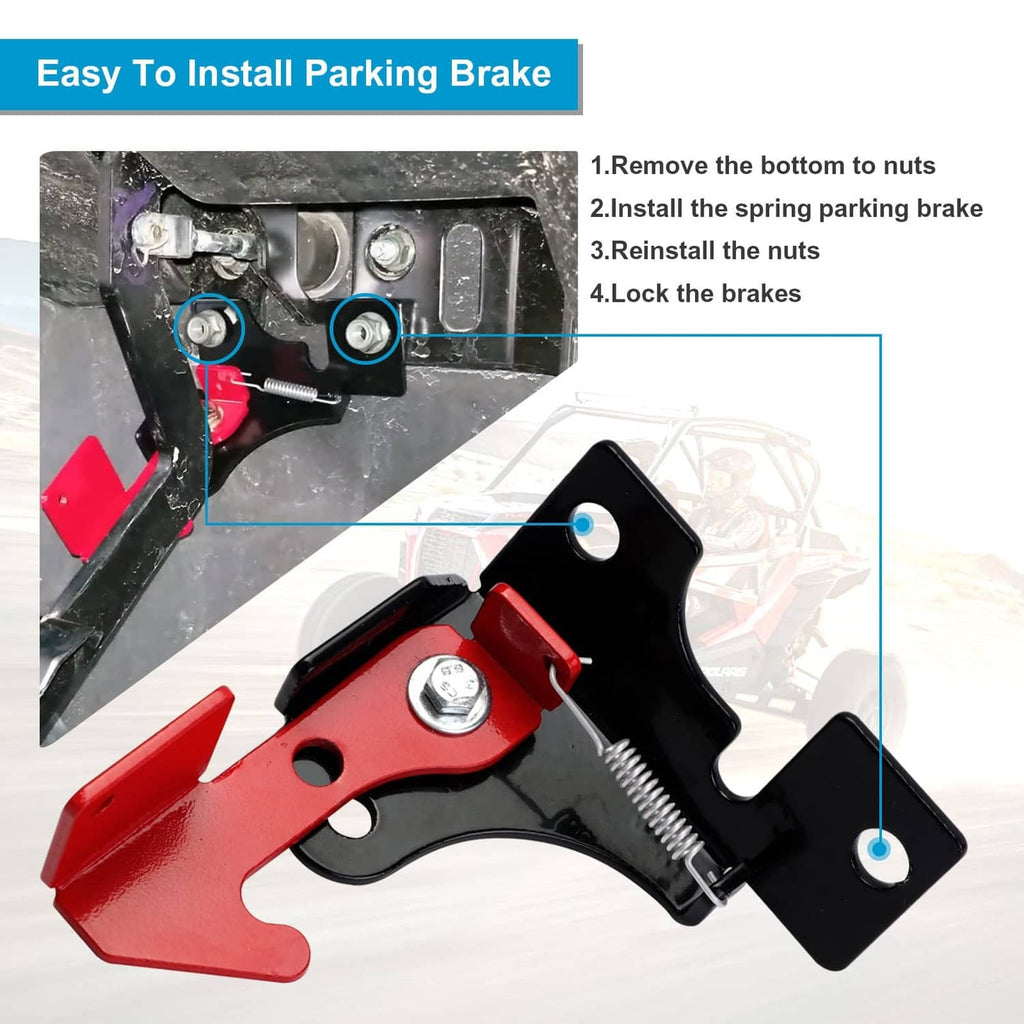 Spring parking brake latch bracket with installation steps illustration