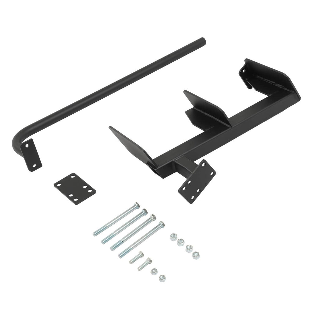 3-step boat trailer ladder kit with black handle, brackets, and mounting hardware