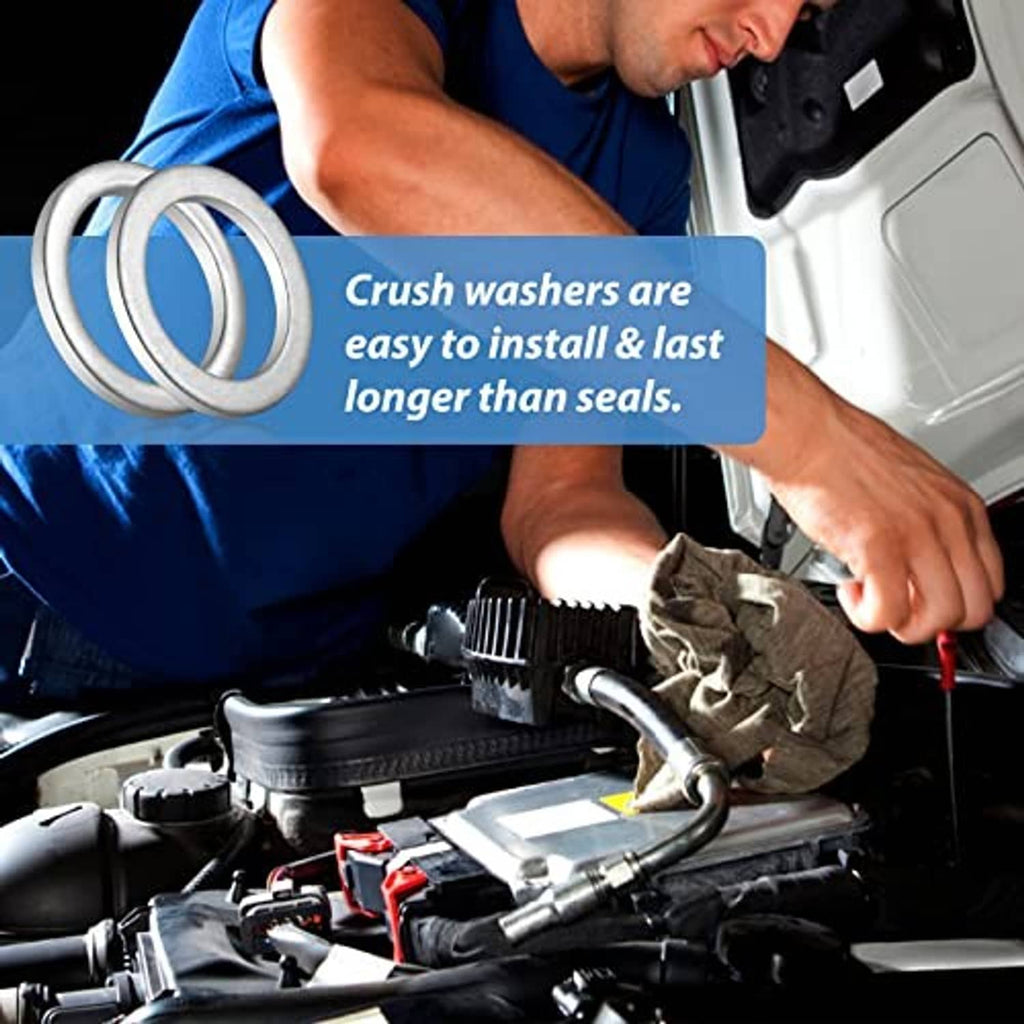 Metal crush washer gasket rings with mechanic installing part under the hood