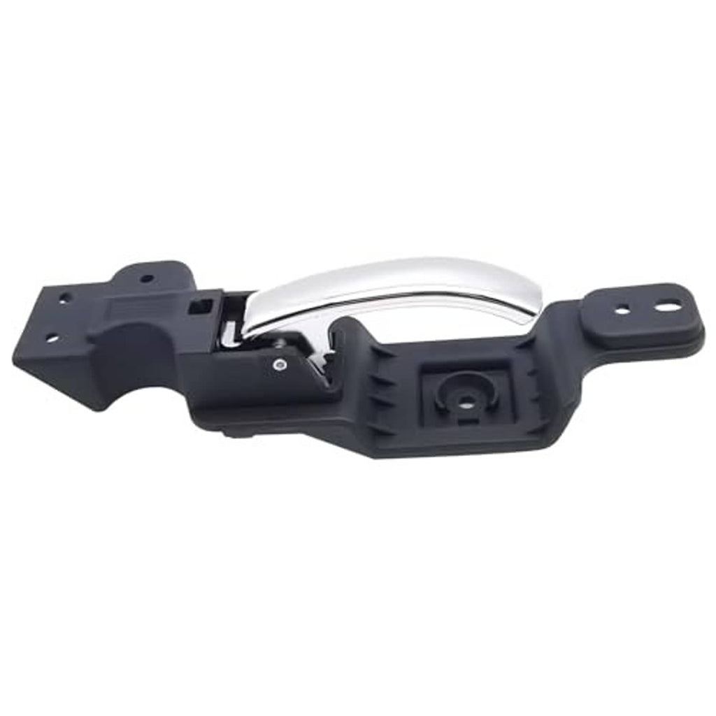 Front left interior door handle, black mounting brackets and chrome pull