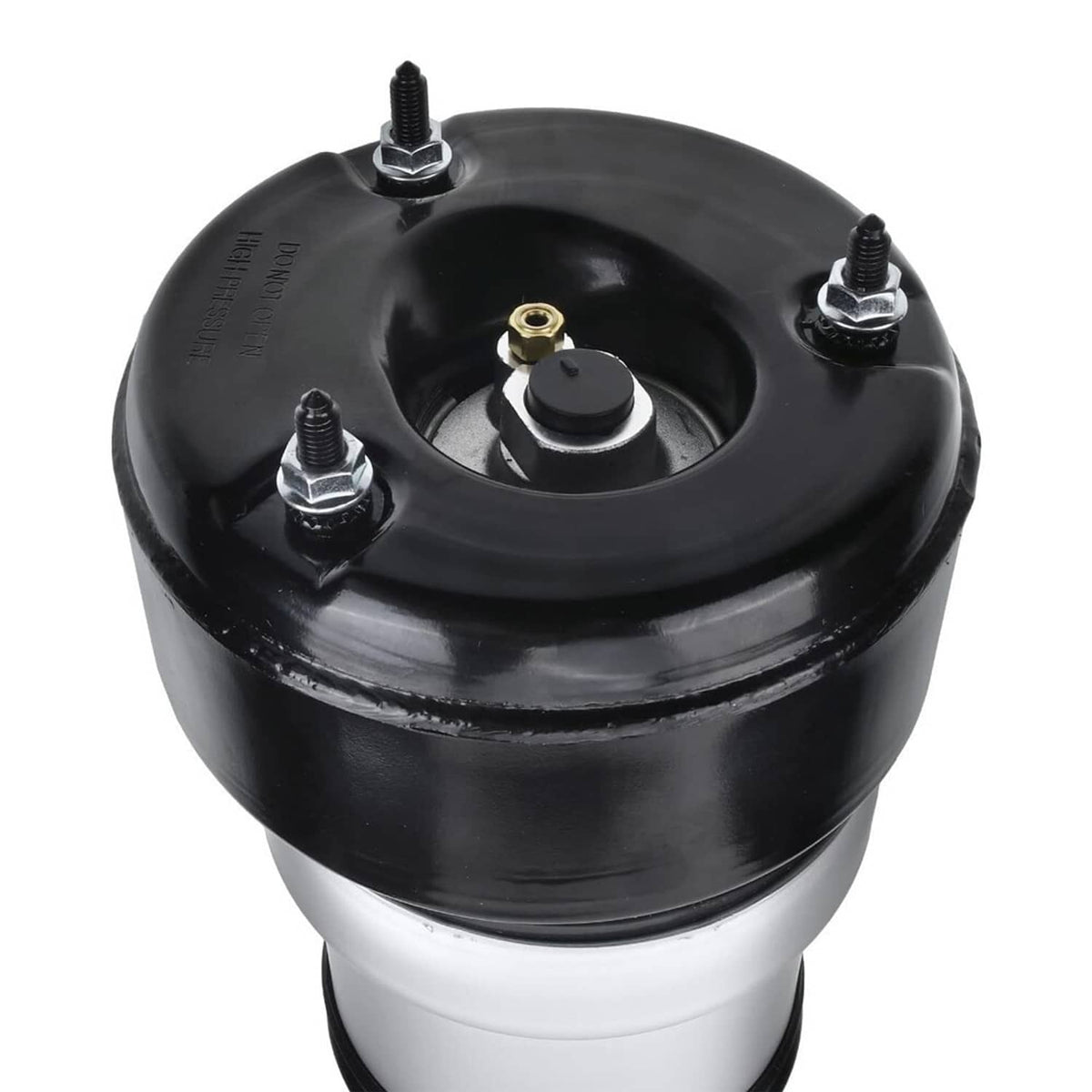 Rear air suspension strut upper mount with three bolts and central valve port