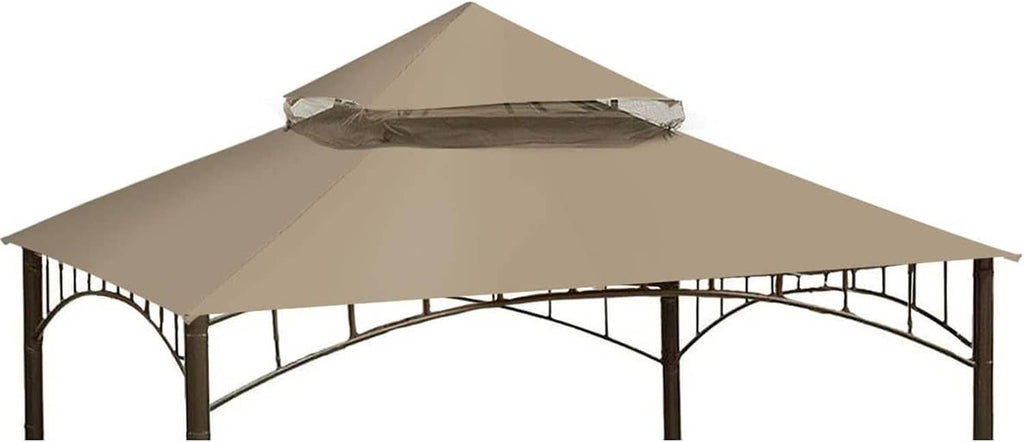 Beige replacement gazebo canopy cover on metal gazebo frame