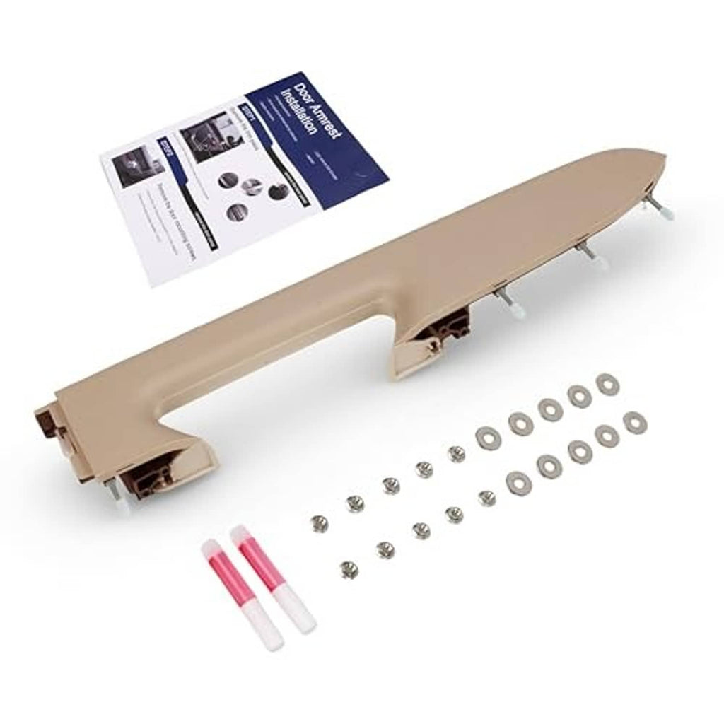 Beige armrest repair kit with armrest cover, screw set, and pink tool