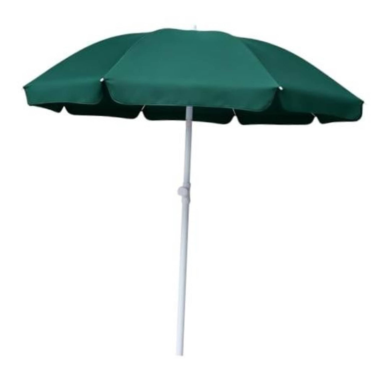 Green 6-ft tilt beach umbrella with scalloped canopy and adjustable metal pole