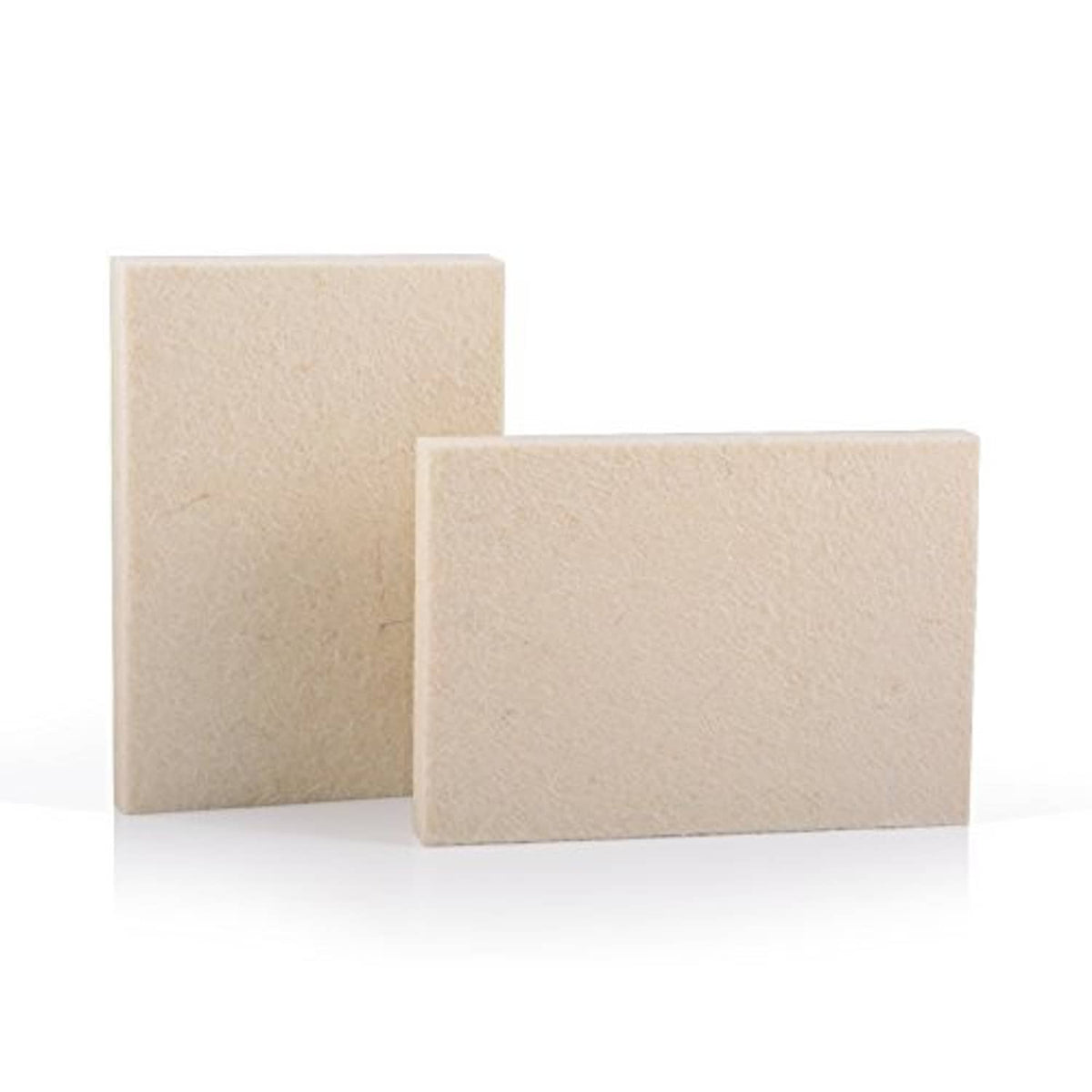 Soft felt squeegee pads, two light beige rectangular sheets placed separately