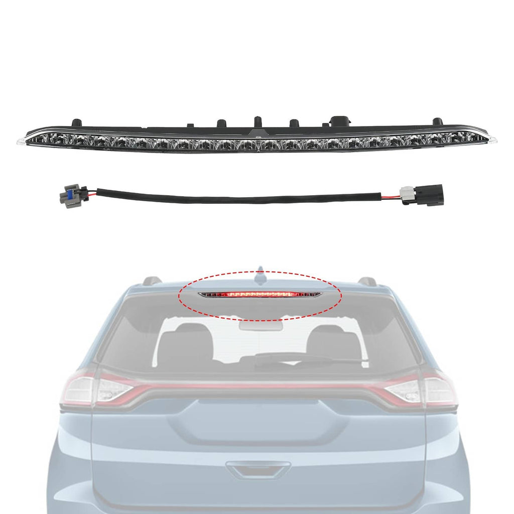 LED third brake light bar with red lens strip and two-wire connector pigtails