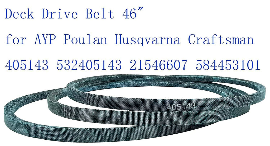 Turquoise deck drive belt for 46 in decks, 405143 marking, looped
