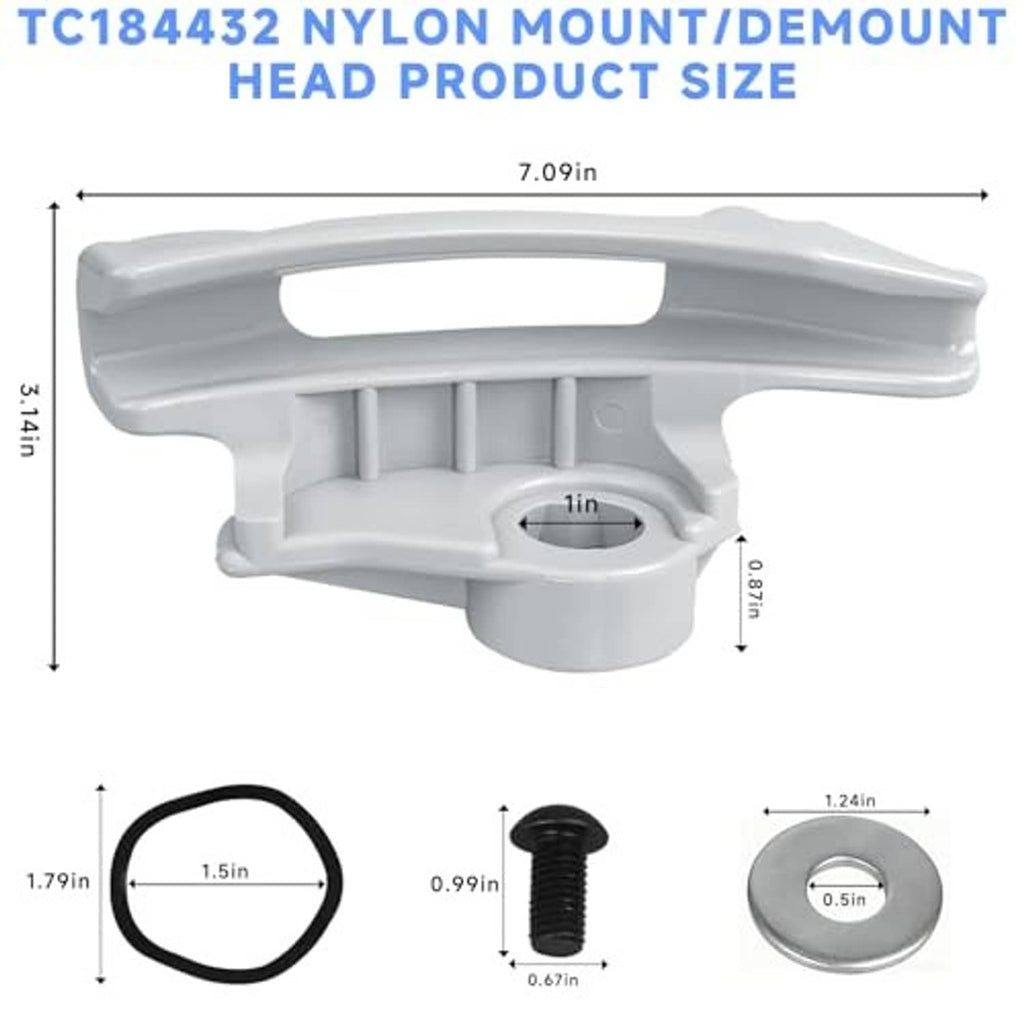 White nylon mount/demount duck head tire changer attachment with central bolt hole