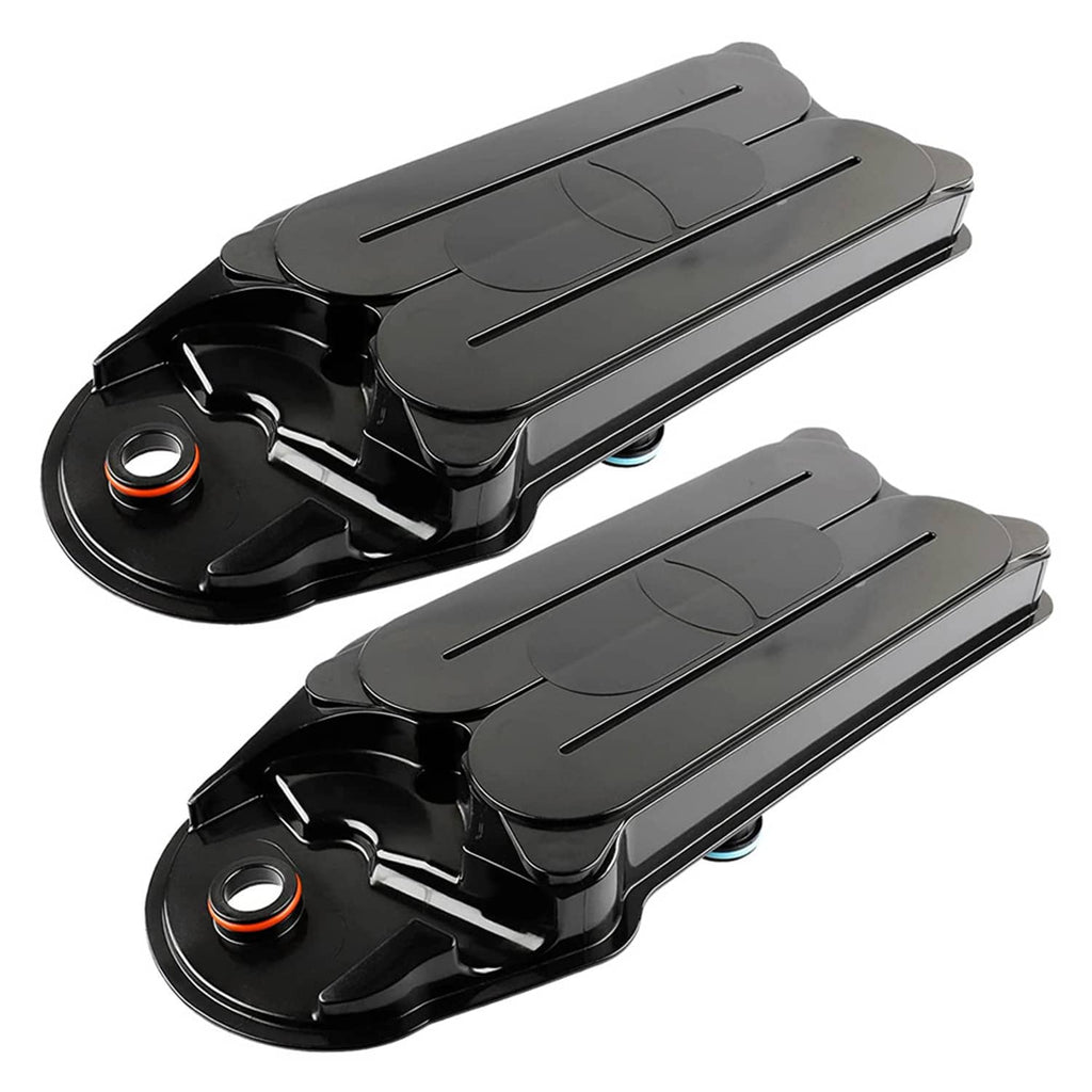 2-pack crankcase ventilation filter housings, black with orange seals and mounting ports