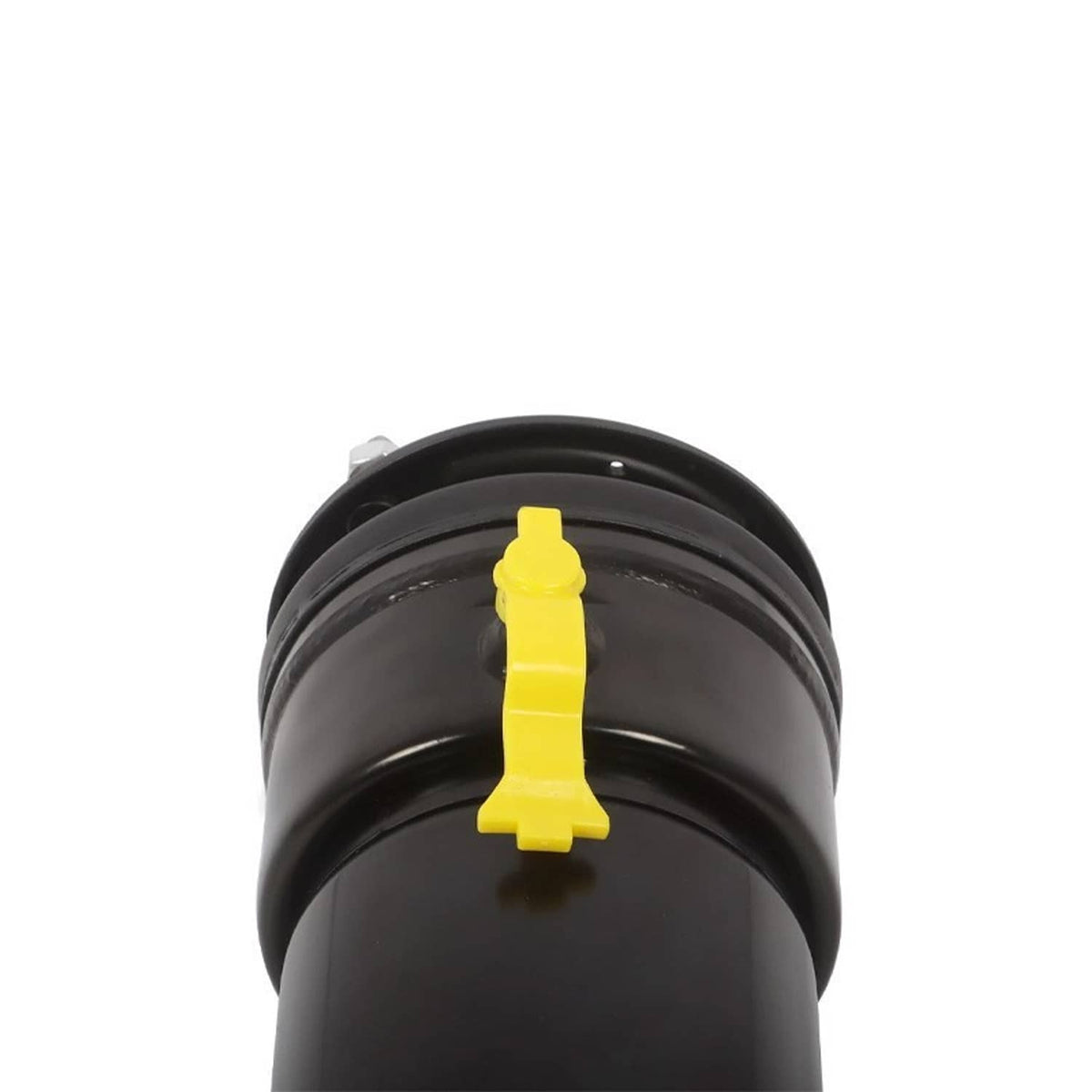 Black air strut top with yellow clamp and spring-bellows ring