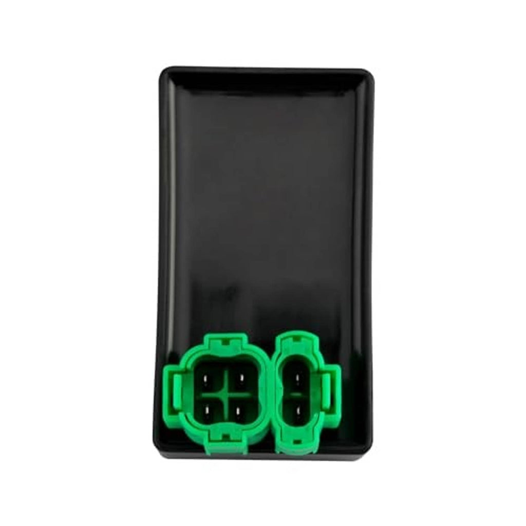 Black CDI cooling fan control box with two green socket connectors