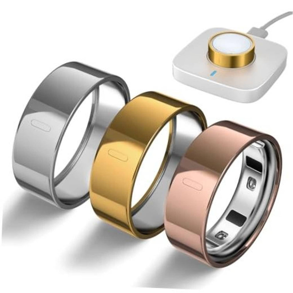 3 pack Oura ring covers in silver, gold, and rose gold metal finish, size 10