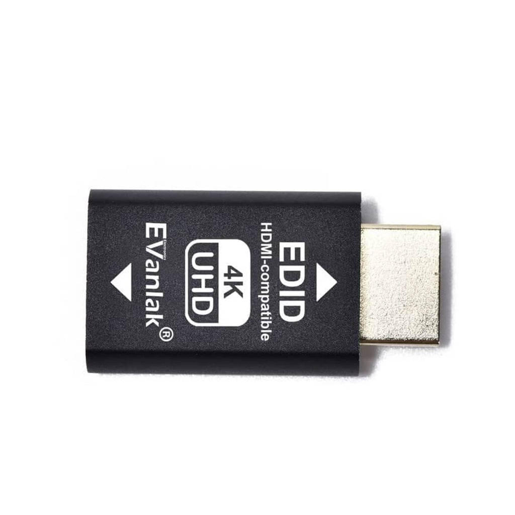 Evanlak HDMI EDID emulator with HDMI-through connector and 4K UHD label, black housing