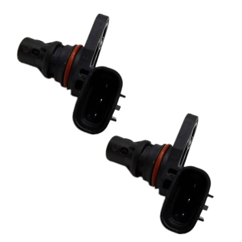 Two camshaft position sensors with black bodies and orange seal rings, side view