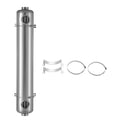 Vertical stainless steel heat exchanger with included mounting brackets and clamp rings