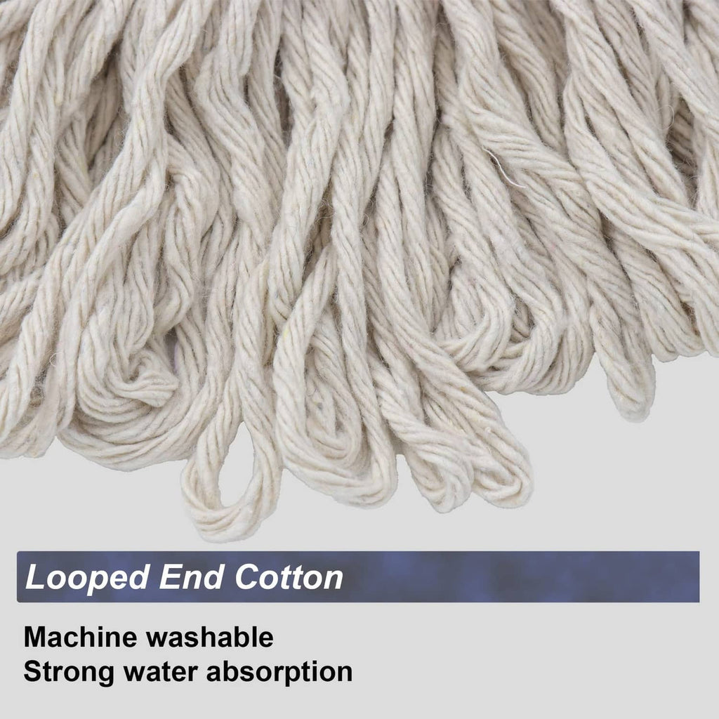 Beige looped cotton mop strands, dense string head refill