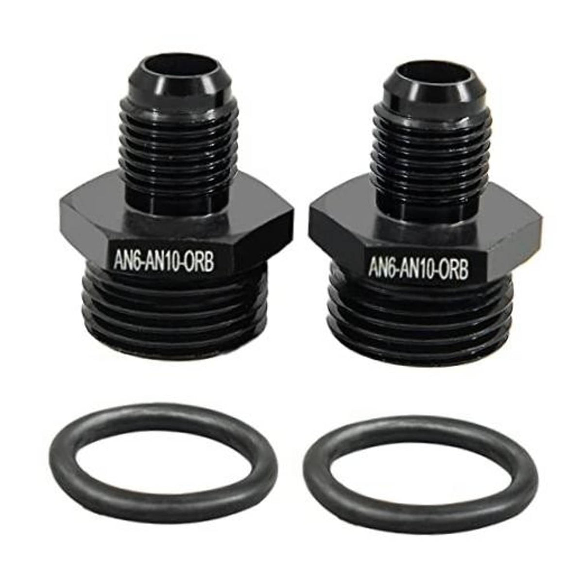 AN6 to AN10 ORB male O-ring fuel line fitting set with two rubber O-rings (2 pcs)