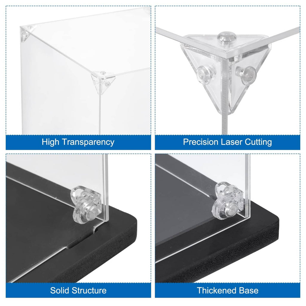 Clear acrylic corner joints with triangular connectors and dark base platform