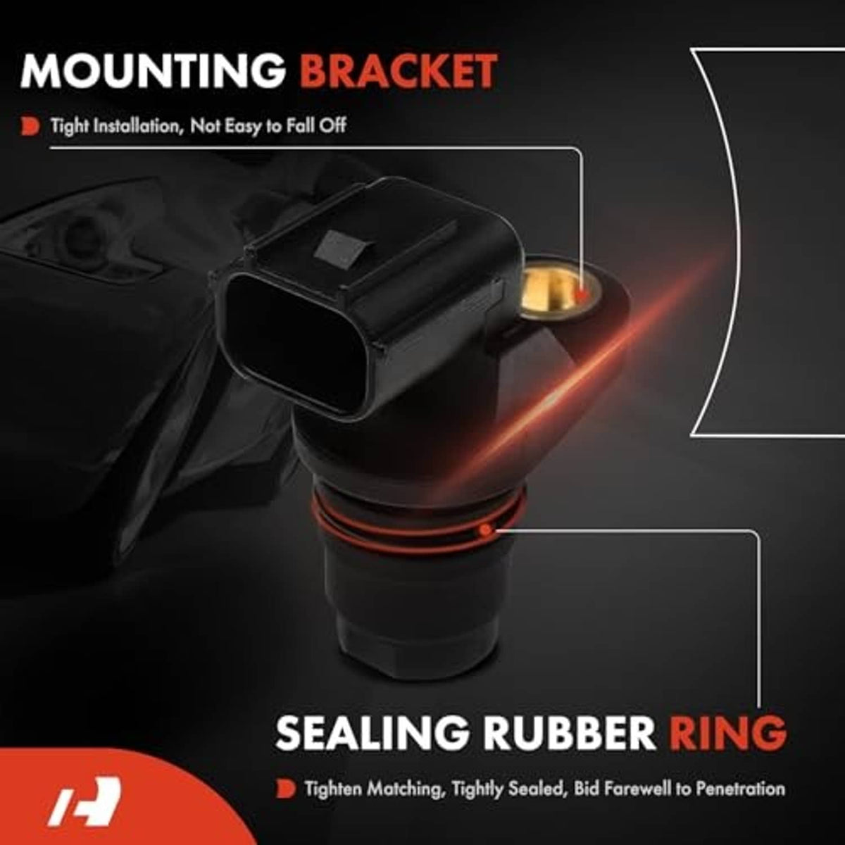 Camshaft position sensor with front plug opening and sealing rubber ring