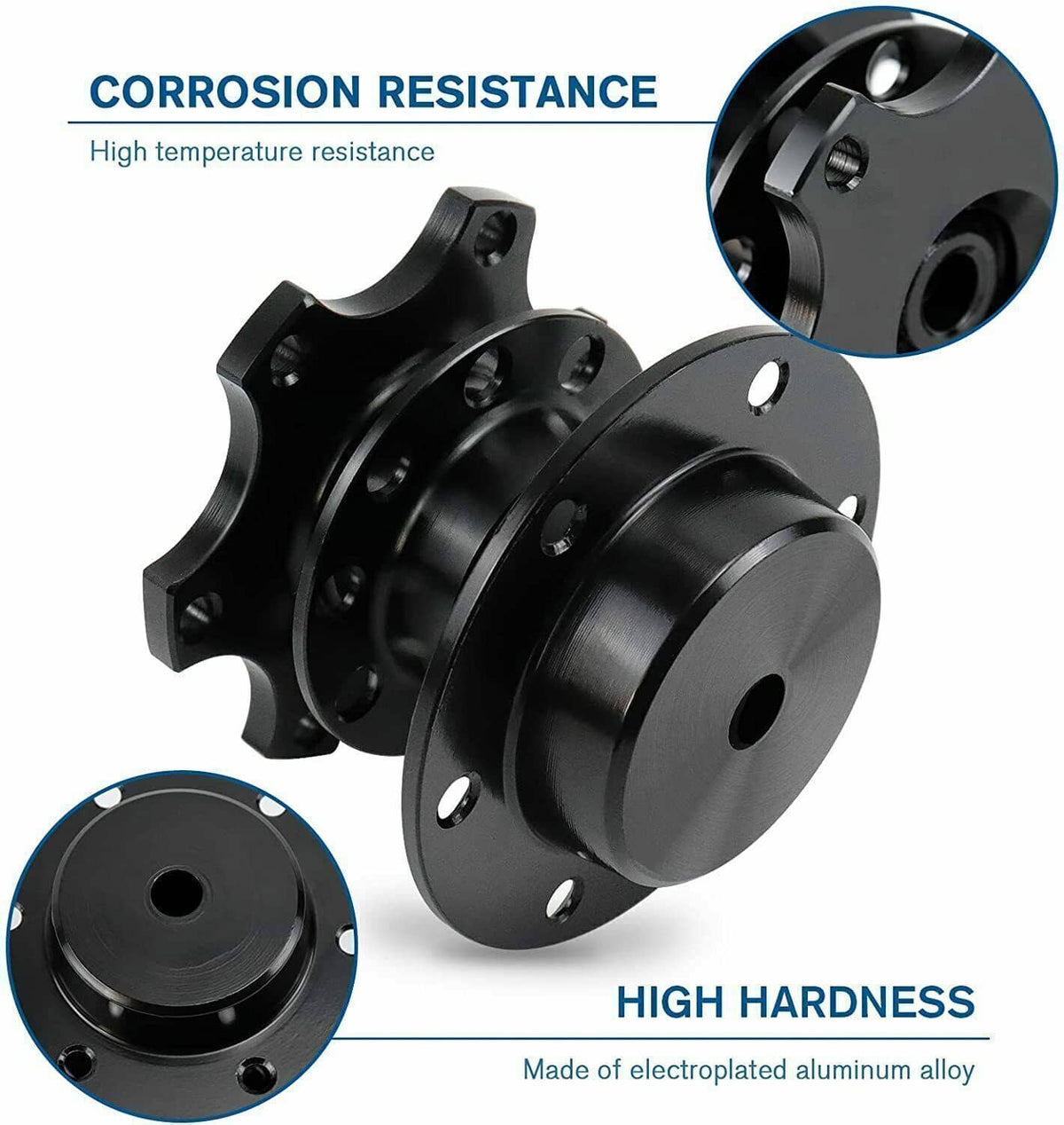 Black quick-release hub adapter with multiple mounting bolts