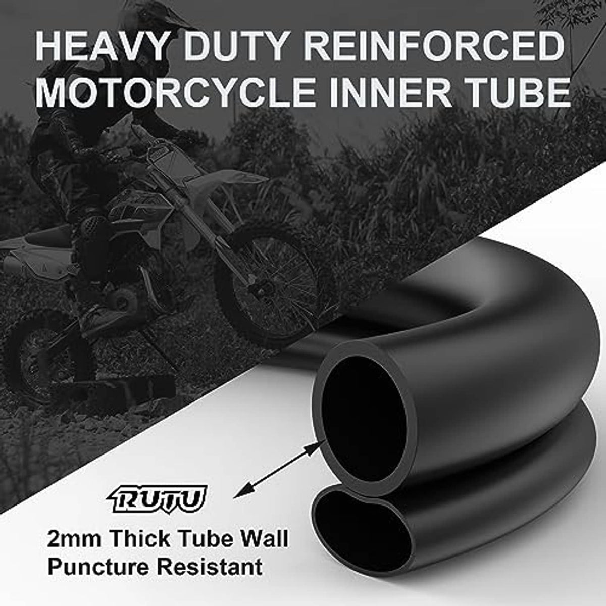 Reinforced heavy-duty motorcycle inner tube wall cross-sections for puncture resistance