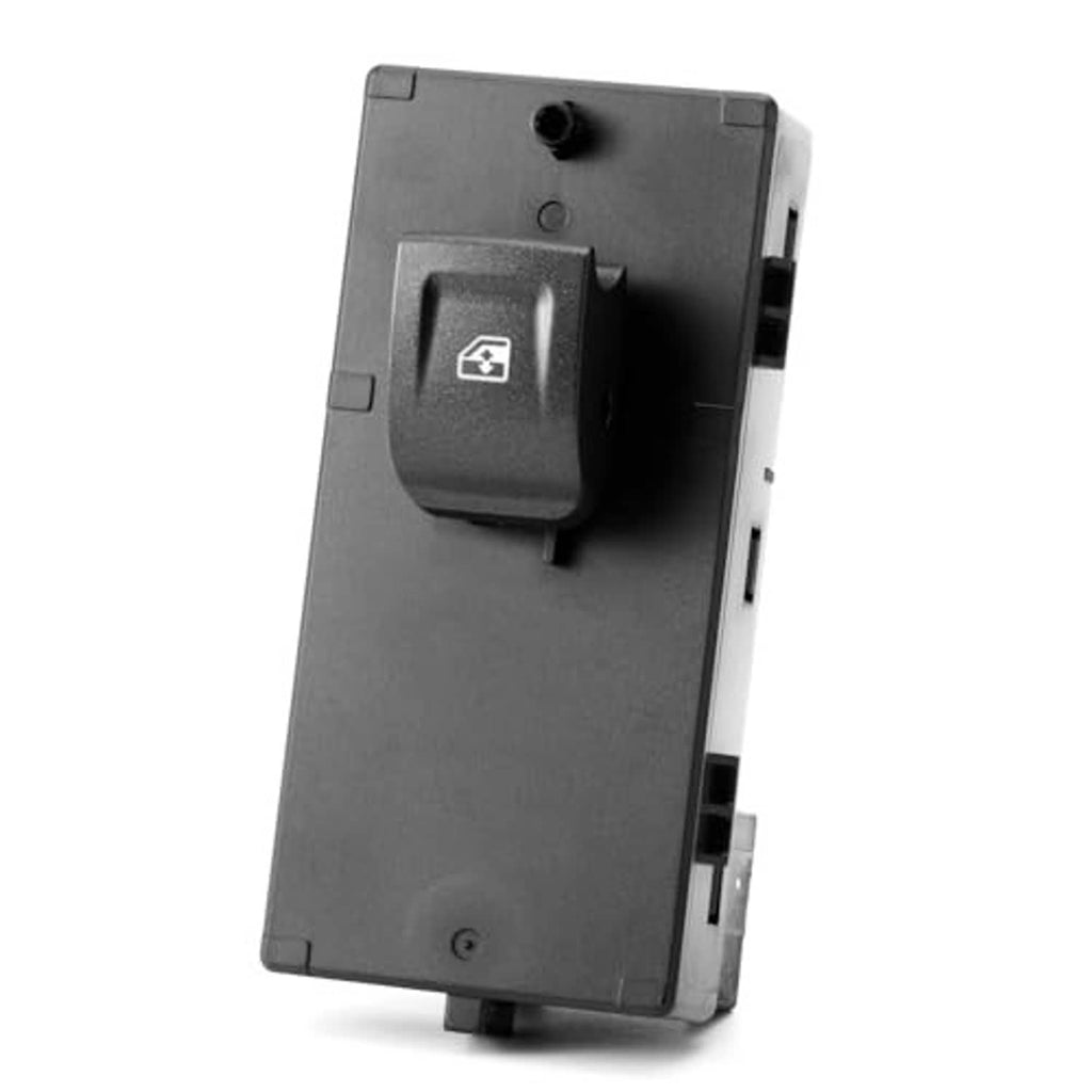 Black power window switch with window icon button and side mounting clips