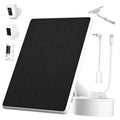 Black solar panel with white frame and mounting cable for Ring camera