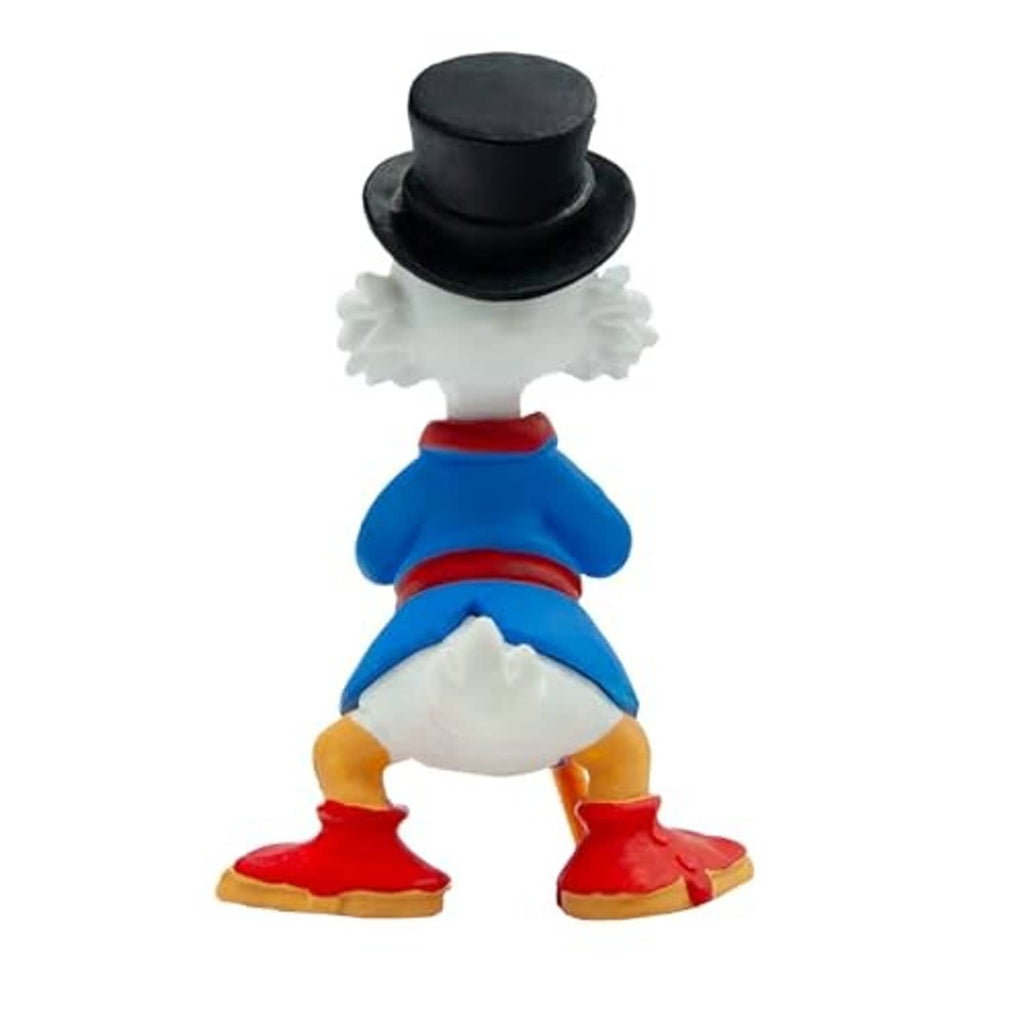 Small hand-painted duck figurine with black top hat and blue coat, red shoes