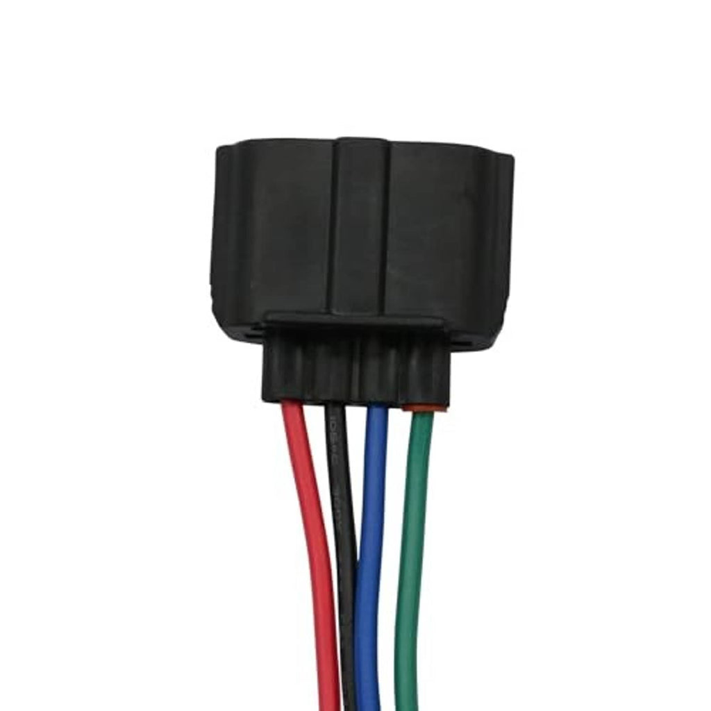 Throttle body actuator connector pigtail, black connector body with red, blue, and green wires