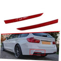 Pair of red rear bumper reflectors, left and right side, long slim lens design