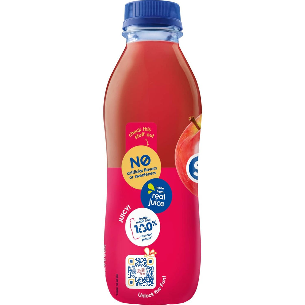 Snapple fruit punch juice drink bottle back label with badges and 100% juice claims
