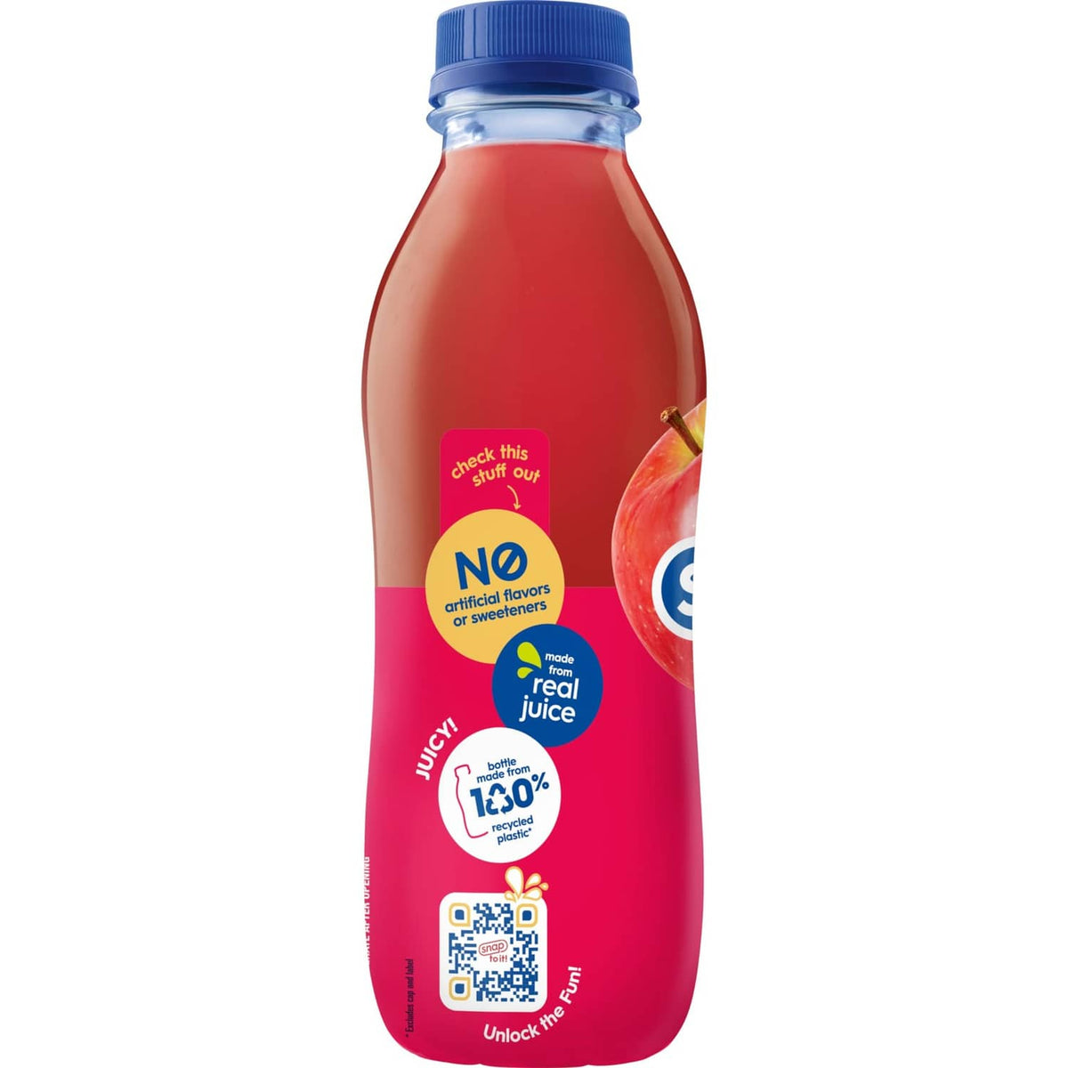 Snapple fruit punch juice drink bottle back label with badges and 100% juice claims
