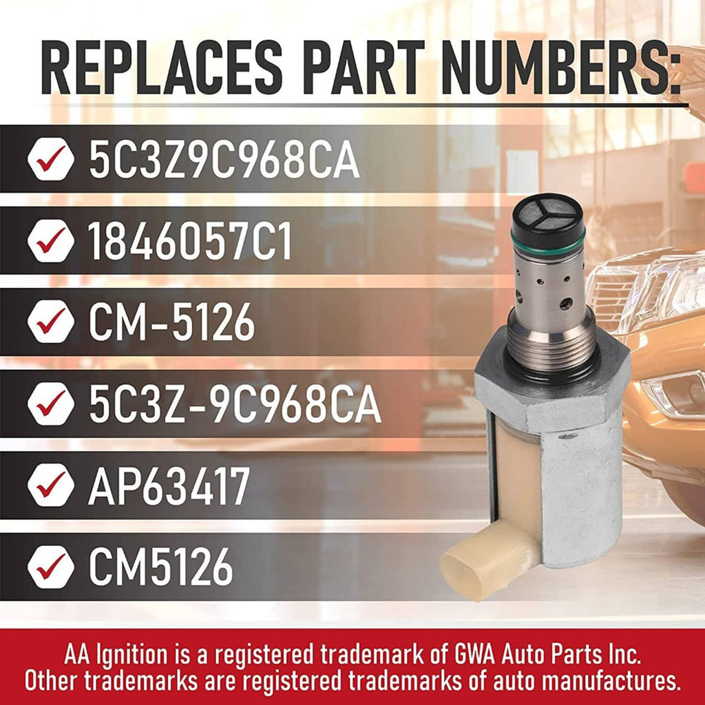 Fuel injector pressure regulator valve shown with part-number replacement graphic