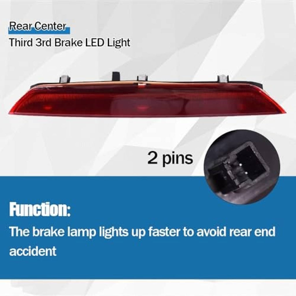 High-mount 3rd brake LED light with mounting clips on black rear housing