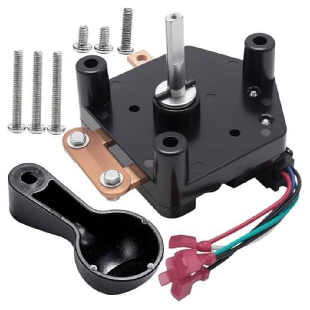 Black forward-reverse switch assembly with shift handle, screws, and wiring connectors.
