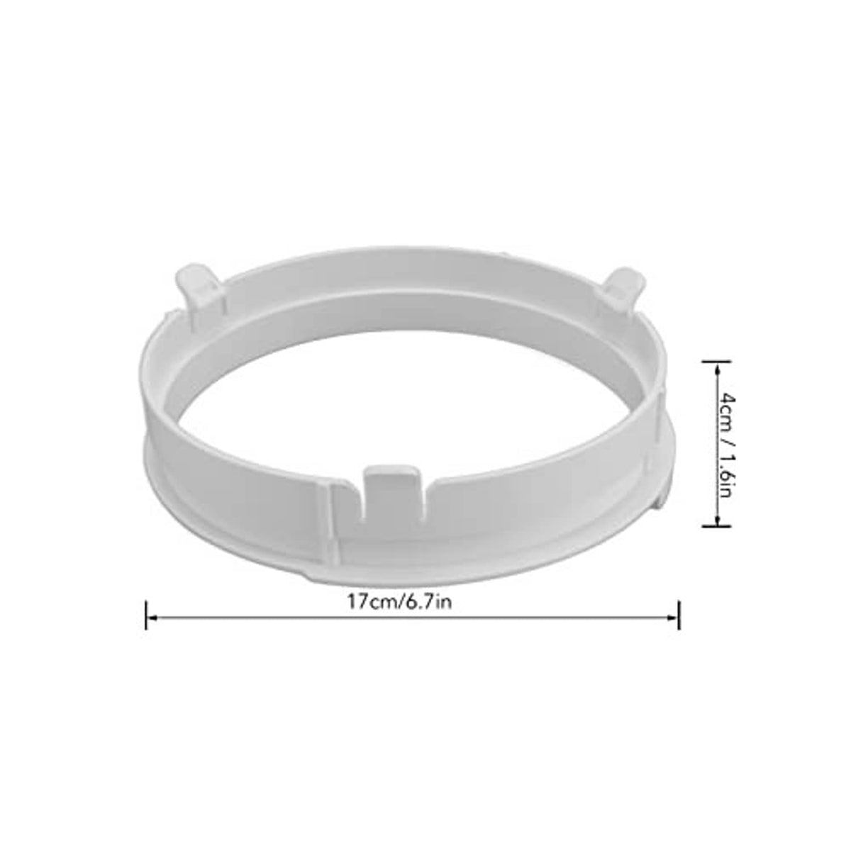 White exhaust duct connector ring, 17 cm diameter, with snap tabs